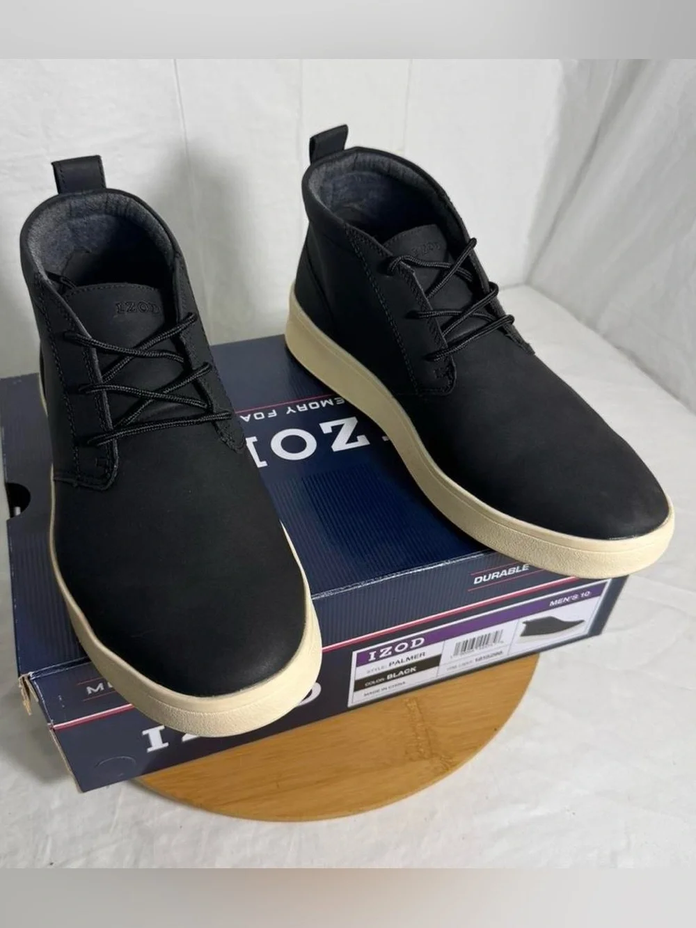 IZOD Palmer Men’s Chukka Boots Black Memory Foam Casual Shoes Size 10 New in Box